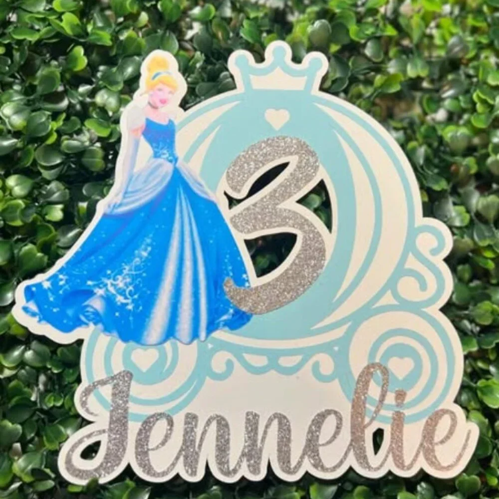 “Cinderella Princess Carriage Cake Topper – Birthday Decoration”